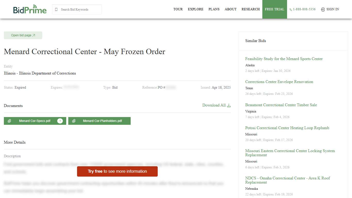 Menard Correctional Center - May Frozen Order