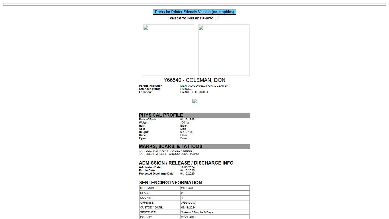 Illinois Department of Corrections - Inmate Search